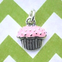 Cupcake Charm with Pink Enamel Frosting