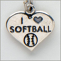 Heart Charm - I heart Softball